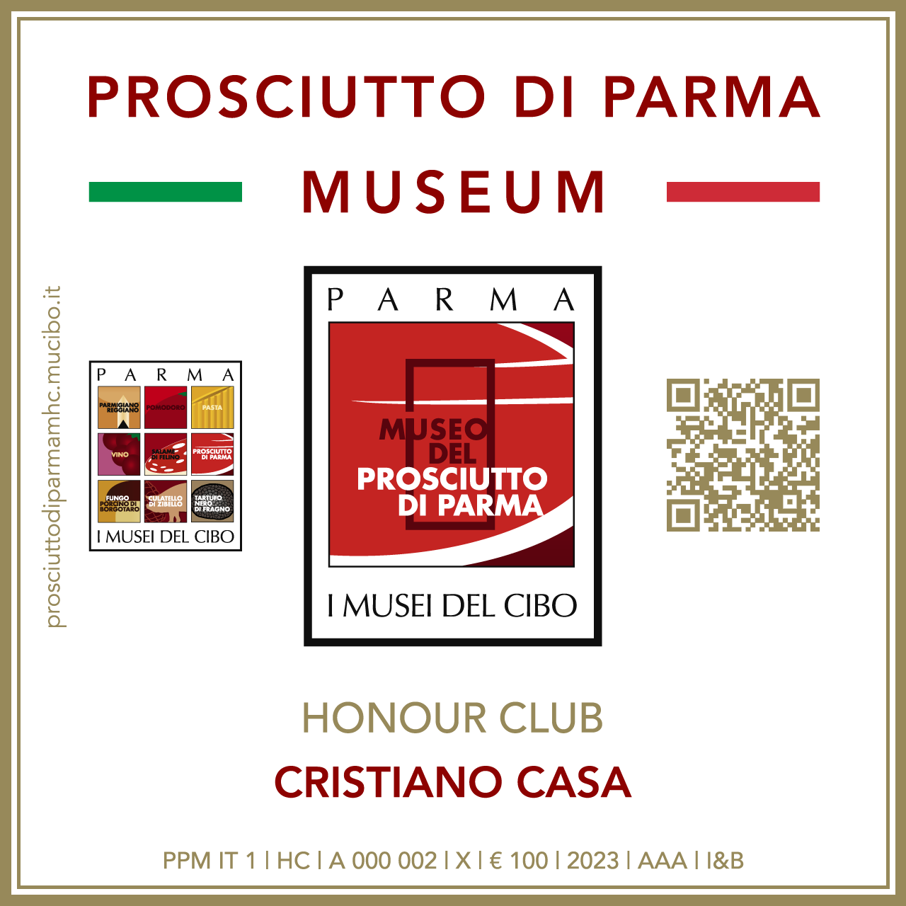 Prosciutto di Parma Museum Honour Club - Token Id A 000 002 - CRISTIANO CASA